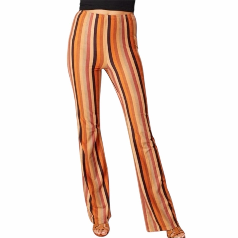 Altar’d State Kirkwood Faux Suede Striped Flare Pants Boho Retro Hippie Small